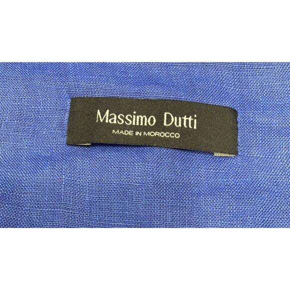 MASSIMO DUTTI Flowy 100% Linen Solid Blue Button Up Shirt Casual Formal Career M - Picture 3 of 7